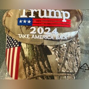 Real tree Trump 2024 Cap Camo American Flag Hat Adjustable “Take America Back”